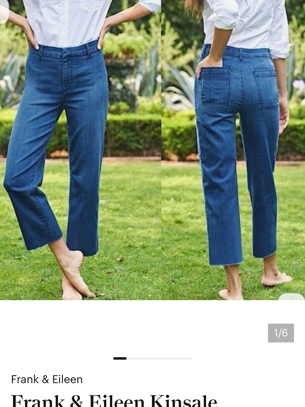 Frank & Eileen Kinsale High Waist Cropped Wide Leg Denim Pants Size 4